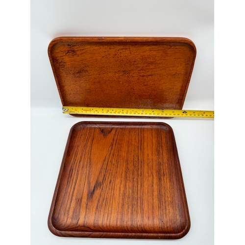 49 - 1960's Danish Karl Holmeberg Teak Tray + Swedish Upsala Slojd Teak Tray