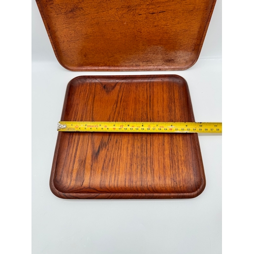 49 - 1960's Danish Karl Holmeberg Teak Tray + Swedish Upsala Slojd Teak Tray