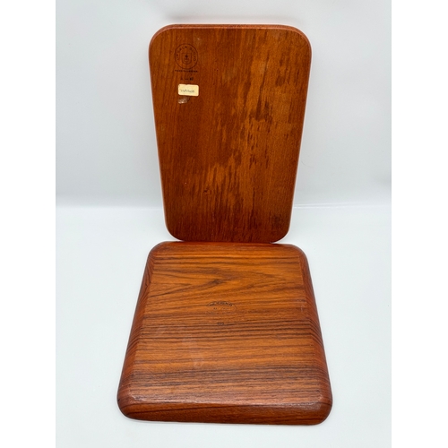 49 - 1960's Danish Karl Holmeberg Teak Tray + Swedish Upsala Slojd Teak Tray