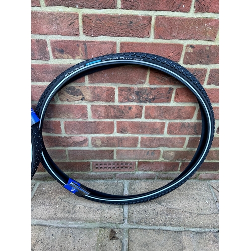 66 - Pair of Brand New Schwalbe Marathon Winter Plus 622 28.1.35 700x35c Bike Tyres