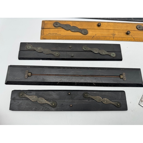 72 - Collection of 19th - 20th century Nautical / Military  Plotters / Parallel Wood Rules including Capt... 