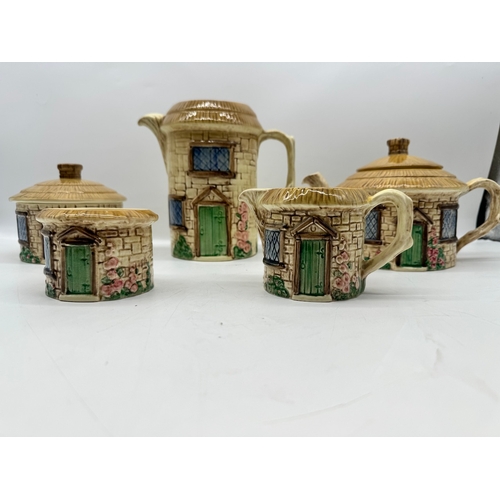 77 - Vintage Five Piece Tea Set Sylvac ceramics Cottage Ware