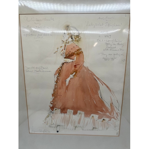 91 - Original Raymond Hughes Watercolour & Pencil Costume of Lady Violet Effingham From 