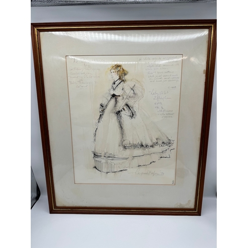 92 - Original Signed Raymond Hughes Watercolour & Pencil Costume of Lady Violet Effingham From 