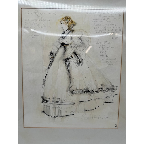 92 - Original Signed Raymond Hughes Watercolour & Pencil Costume of Lady Violet Effingham From 