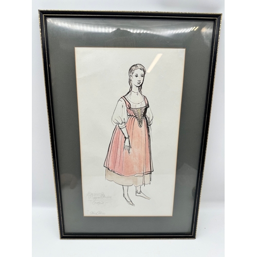 97 - Original Pen & Watercolour of Lady in Period Attire 