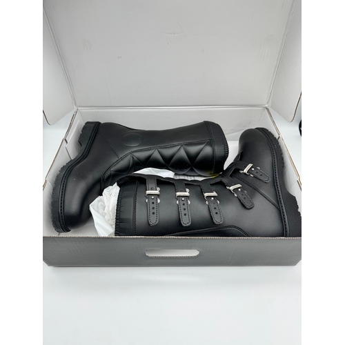 103 - Brand New in box Sidi Stivali Scramble Rain Black Leather Motorbike Boots - Size EU 45