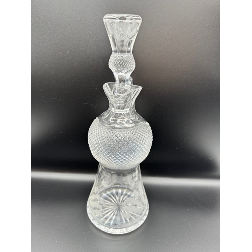 303 - Fine Edinburgh Crystal Claret Decanter Cut Glass Thistle Form - 12