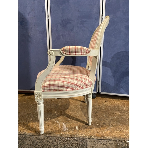 403 - K.A.Roos Helsingborg Red and cream upholstered Louis XVI style carver/arm chair

Dimensions - 25