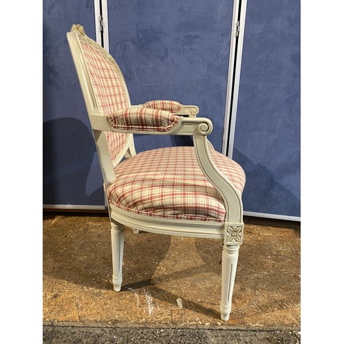 403 - K.A.Roos Helsingborg Red and cream upholstered Louis XVI style carver/arm chair

Dimensions - 25