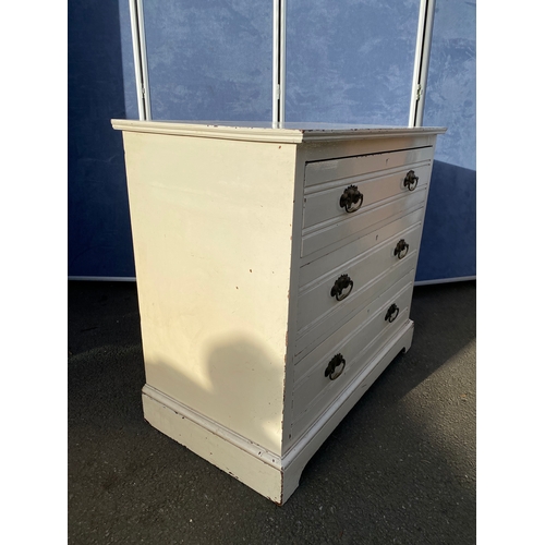 425 - Antique white painted three drawer chest of drawers. 

Dimensions - 36