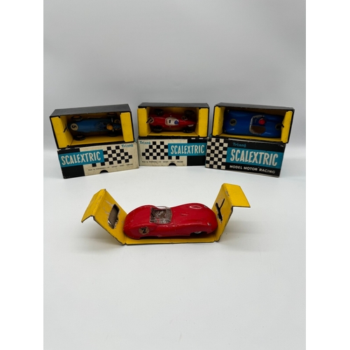 62 - Vintage Boxed Triang Scalextric Model Cars - Lotus MM C54 / Cooper MM C58 / Aston Martin MM CC 57 + ... 