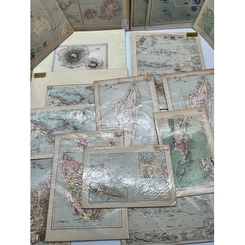 116 - Collection of antique aqua tinted / hand coloured world maps - book plates