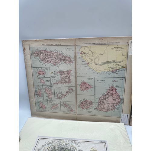 116 - Collection of antique aqua tinted / hand coloured world maps - book plates