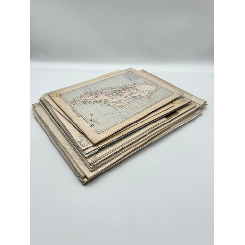 116 - Collection of antique aqua tinted / hand coloured world maps - book plates