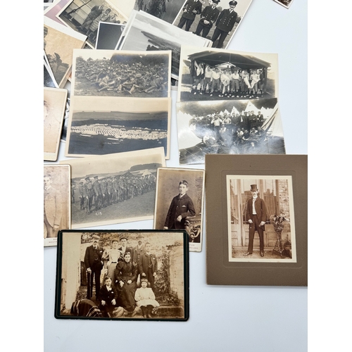 119 - Quantity of black & white family photographs with some original military photographs / postcards & 1... 