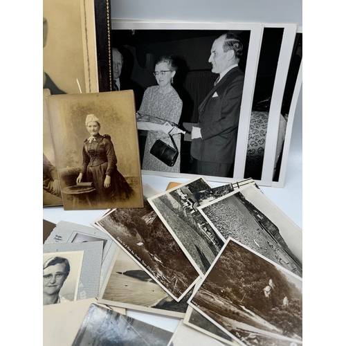 119 - Quantity of black & white family photographs with some original military photographs / postcards & 1... 