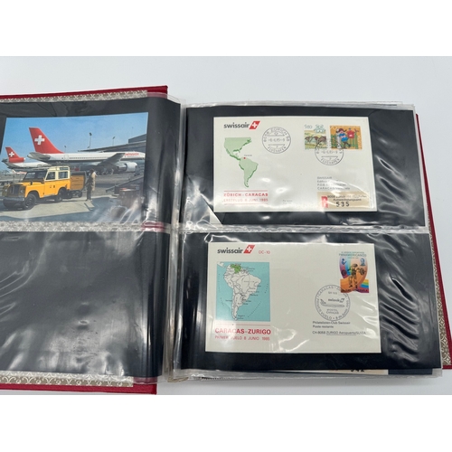 121 - Vintage Album full of Swiss Air First Day Covers in hardback album