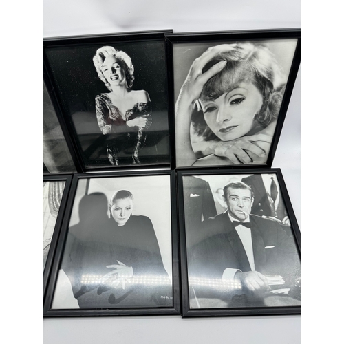 124 - Six vintage framed Black & White photographs of Actresses (Marilyn Monroe  + Sean Connery )