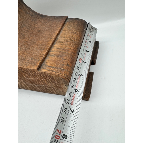 149 - Large Oak cased Mantle Clock with key - 54cm x 15cm x 30cm