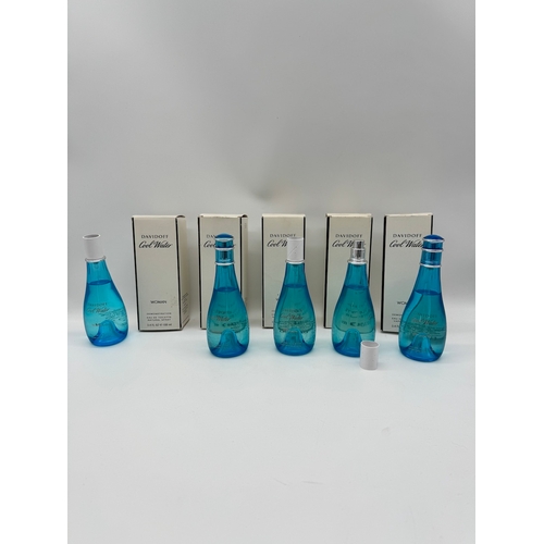 Five boxed bottles of Davidoff Cool Water Woman Eau De Toilette 100ml