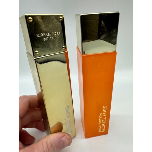 198 - Two Michael Kors Fragrances Exotic Blossom + 24k Brilliant Gold 100ml Eau De Parfum Bottles