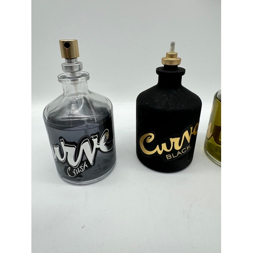 256 - Four various Curve Fragrances / Cologne Spray 125 ml bottles