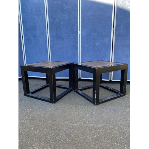 435 - A pair of Chinese style black lacquered side tables. 

Dimensions - 21.5