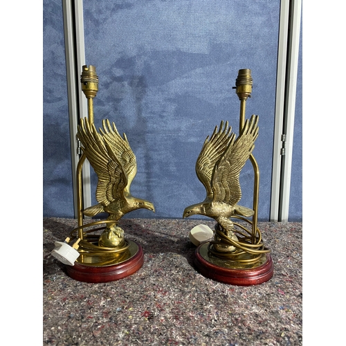 464 - A pair of retro brass Eagle table lamps.