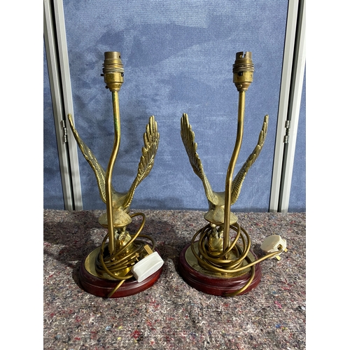 464 - A pair of retro brass Eagle table lamps.