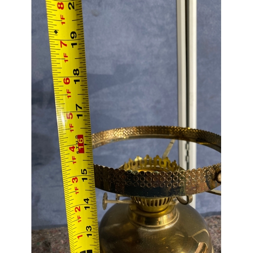 473 - A trio of Brass oil burner style lamps. (Two Electric)