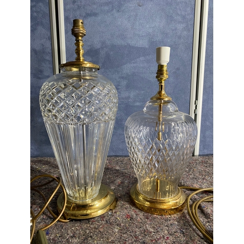 474 - Two beautiful glass and brass table lamps.