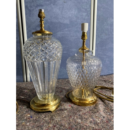 474 - Two beautiful glass and brass table lamps.