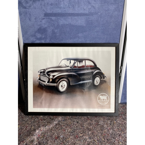 542 - Framed print of a Morris 100 Two door. 

Dimensions - 21