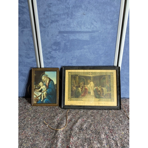 547 - Two framed religious pictures. 

Dimensions of largest in images for reference.