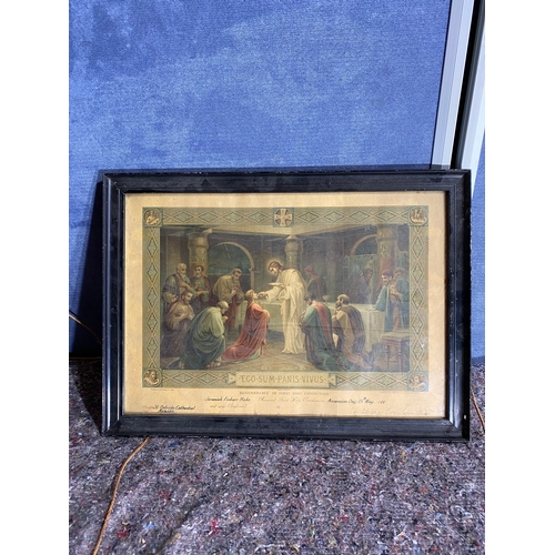 547 - Two framed religious pictures. 

Dimensions of largest in images for reference.