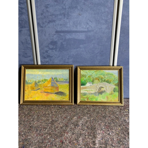 551 - Two landscape oil paintings on canvas/board. 

Dimensions in images for reference.