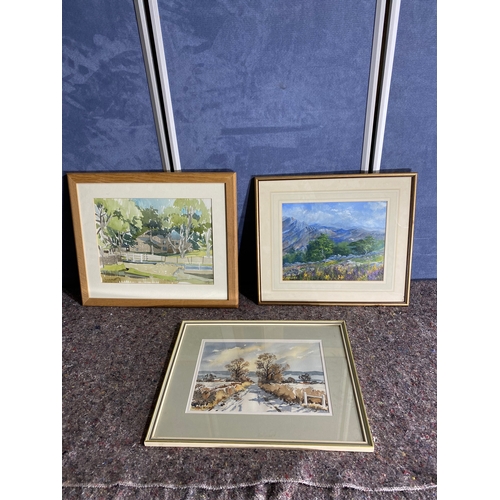 553 - Three signed original landscape artworks. 

Dimensions of largest in images for reference.