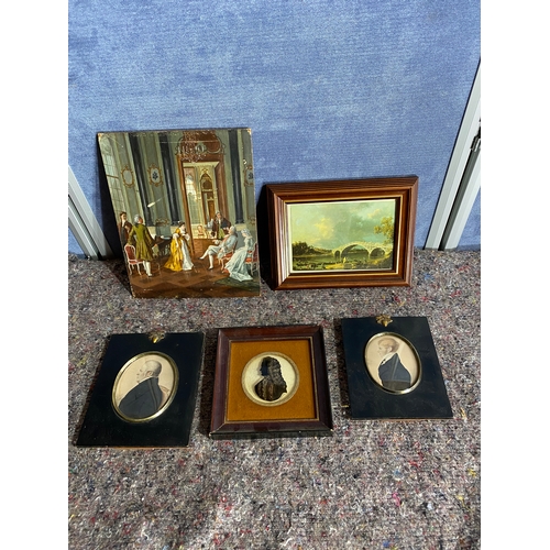 563 - A collection of small vintage artworks. 

Dimensions of largest in images for reference.