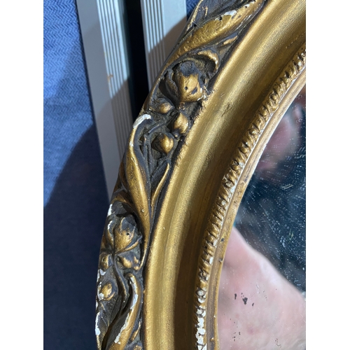 569 - Oval gilt framed mirror. 

Dimensions - 22.5