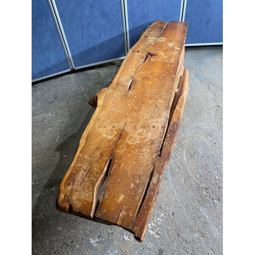 591 - Wooden yew timbered bench stamped Reynolds of Ludlow, circa 1960

Dimensions - 72