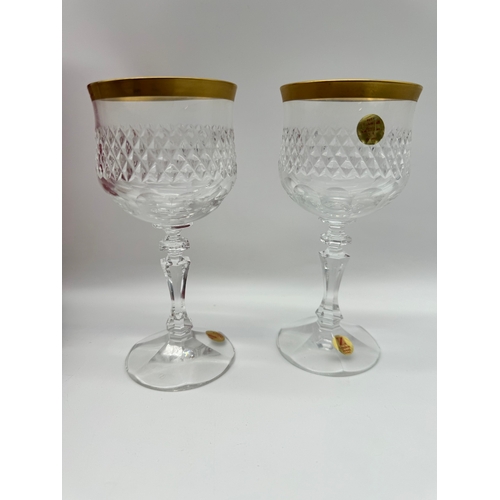 273 - Vintage cased Crystal Wine Glasses in Presentation box with gilded lips by Schott-Zwiesel Glass