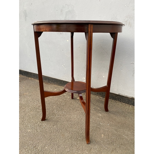 607 - Antique inlaid mahogany circular side table. 

Dimensions - 24