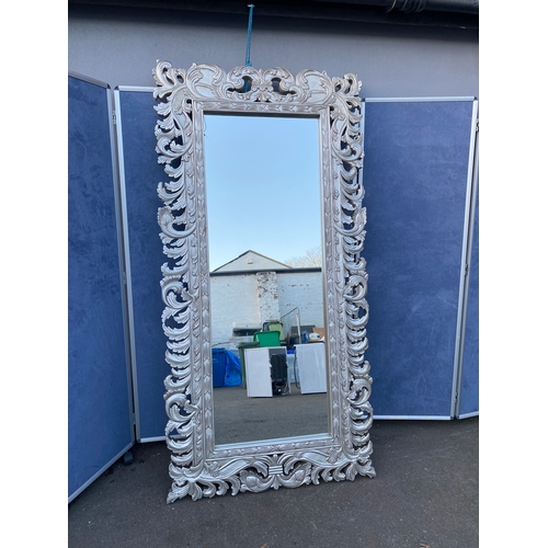 619 - Large full length ornate silver mirror

Dimensions - 39.5