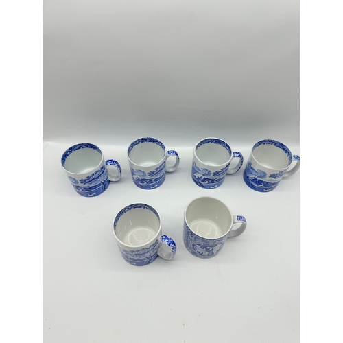 283 - Lot of 6 Vintage Copeland Spode Blue & White Coffee Mugs