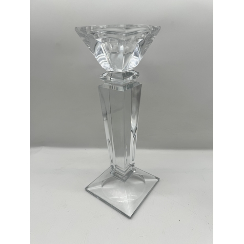 291 - Two large heavy crystal candle sticks - 30cm