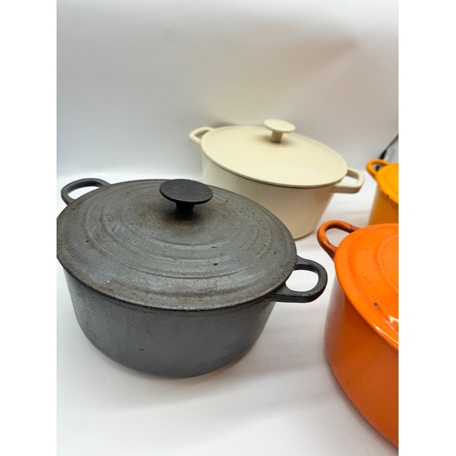 293 - Four vintage coloured La Creseut Cooking Pots