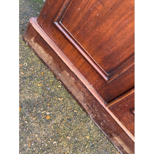 308 - Antique mahogany bookcase. 

Please see images for all dimensions. Does come in two sections and pli... 