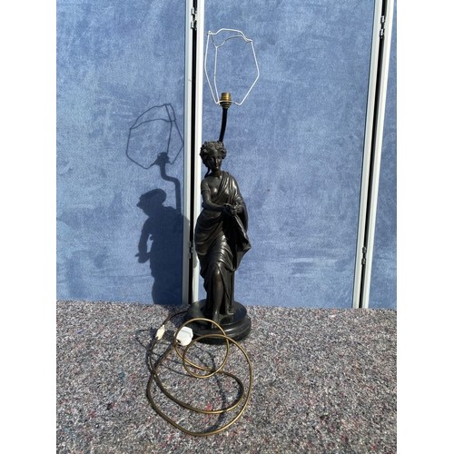 327 - Vintage Bronze Lamp of a classical lady holding a dove 33