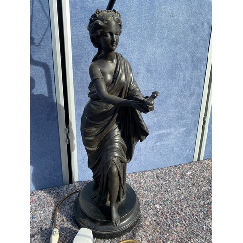 327 - Vintage Bronze Lamp of a classical lady holding a dove 33